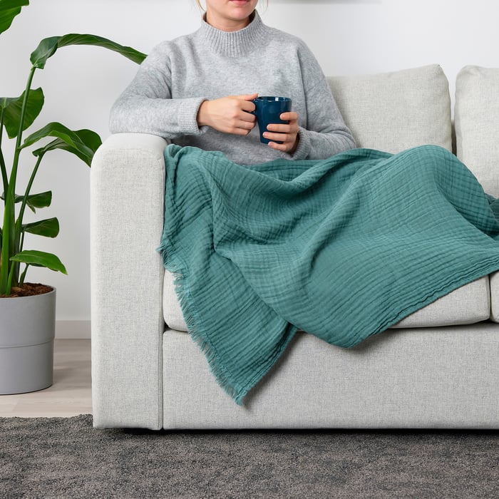 VALLKRASSING Cobija, gris turquesa, 150x200 cm IKEA
