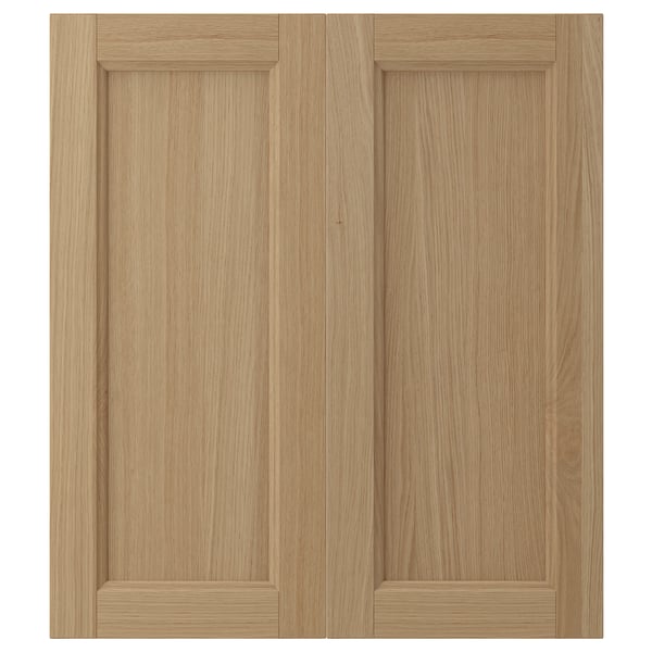 VEDHAMN Puerta de gabinete esquina, 2 pzas, roble, 33x76 cm