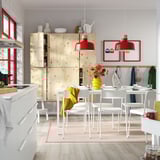 VIHALS / VIHALS Mesa y 6 sillas, blanco blanco/blanco, 180x74 cm