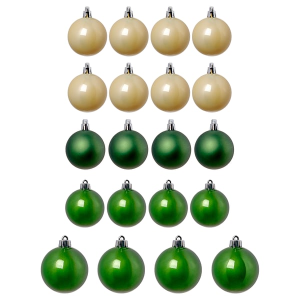 VINTERFINT Adorno navideño, juego de 20, verde/blanco