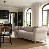 VISKAFORS Sofá con 3 asientos, Lejde beige claro/abedul