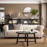 VISKAFORS Sofá con 3 asientos, Lejde beige claro/café