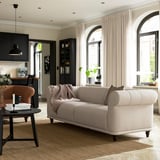 VISKAFORS Sofá con 3 asientos, Lejde beige claro/café