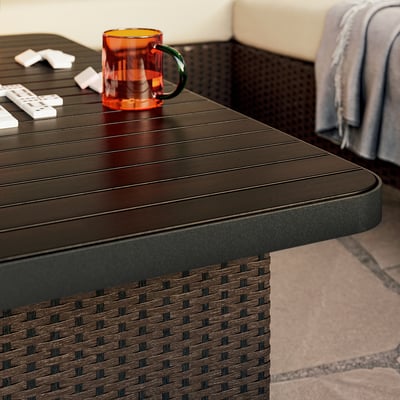 VITTSKÄR Juego de 5 asientos, exterior, +chaiselongue/mimbre de plástico gris oscuro