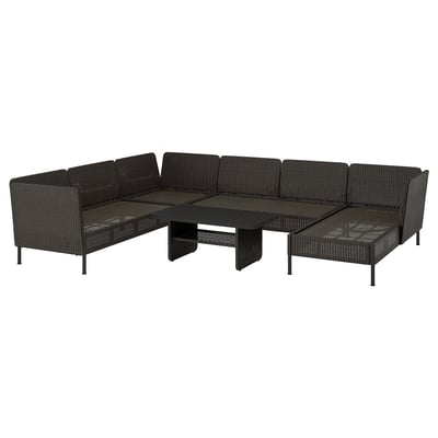 VITTSKÄR Juego de 5 asientos, exterior, +chaiselongue/mimbre de plástico gris oscuro