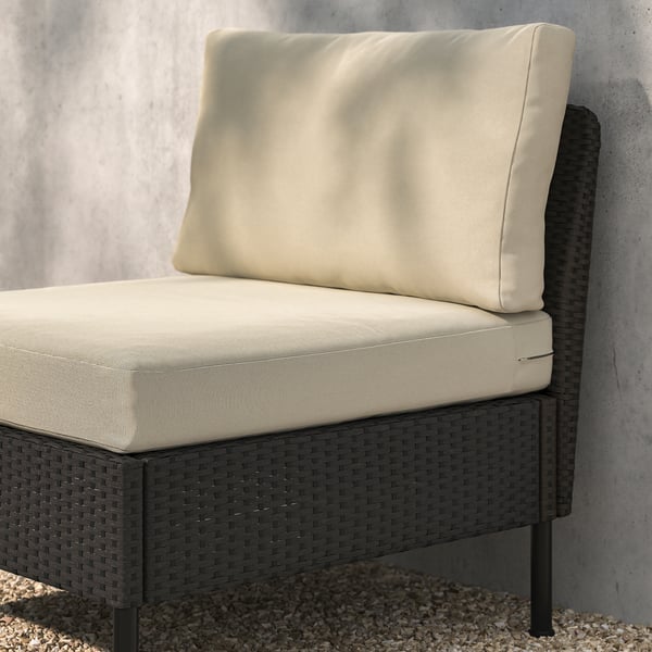 VITTSKÄR Sillón modular, exterior Mimbre de plástico gris oscuro/Frösön/Duvholmen beige