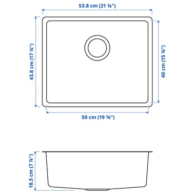 VRESJÖN Tarja empotrada, 1 tina, ac inox, 54x44 cm