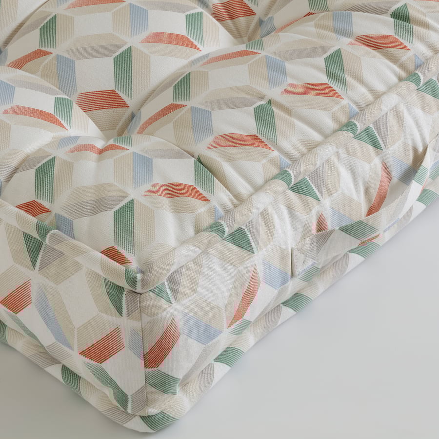 ÄRTVECKLARE Floor cushion, light green/light orange, 45x45x10 cm IKEA