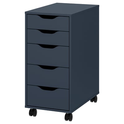 ALEX Drawer unit on castors, black-blue, 36x76 cm