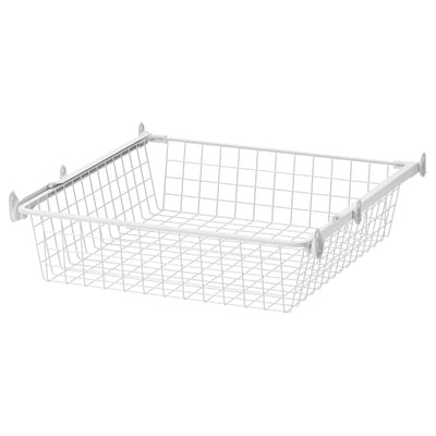 Altariden white wire basket: rectangular, mesh design, steel & plastic, easy-roll pull-out.