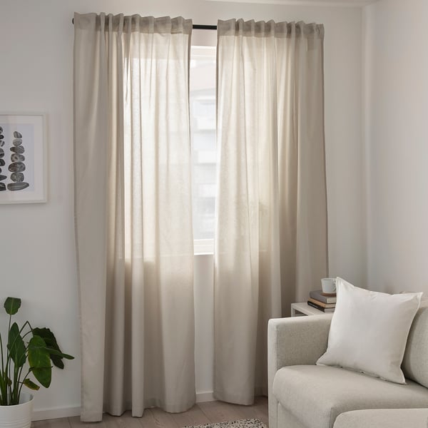 ANNALOUISA Curtains, 1 pair beige IKEA
