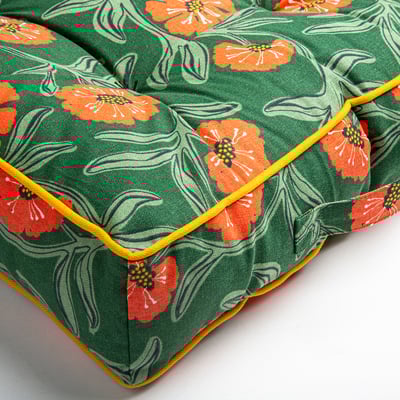 AROMATISK Floor cushion, floral pattern, 45x45x10 cm
