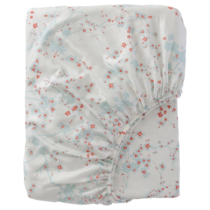 ASKLÖNN fitted sheet, white/Cherry blossom branch, 150x200 cm IKEA Malaysia