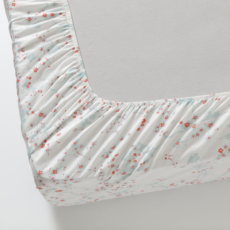 ASKLÖNN fitted sheet, white/Cherry blossom branch, 90x200 cm IKEA Malaysia