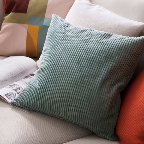 ÅSVEIG Cushion cover, grey-turquoise, 50x50 cm