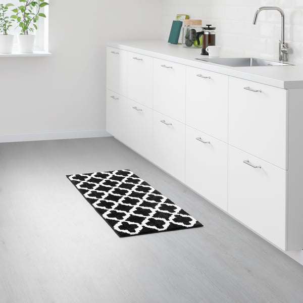 AUNING kitchen mat, black/white, 45x120 cm - IKEA Malaysia