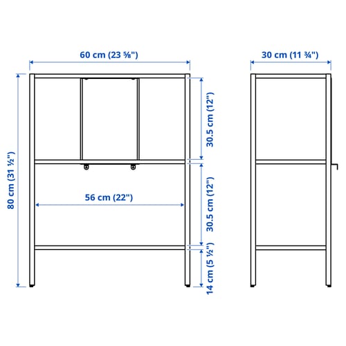Illustration with measurements for the product: BAGGEBO.