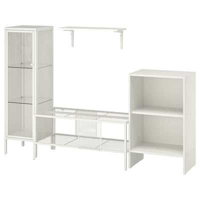 BAGGEBO TV storage combination, metal/white, 174x35x116 cm