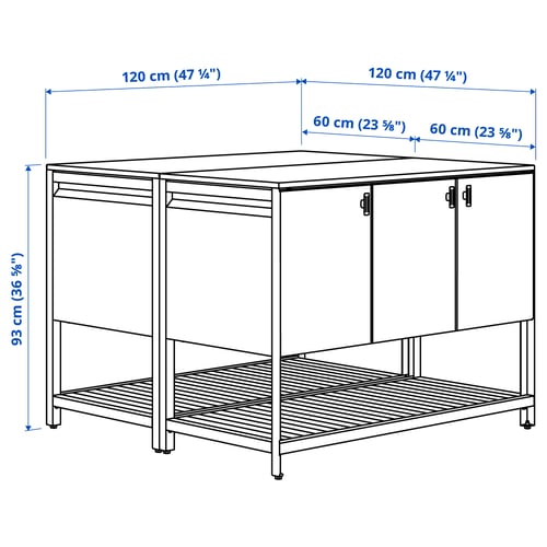 BÅTSKÄR Outdoor kitchen island, dark grey, 120x120 cm