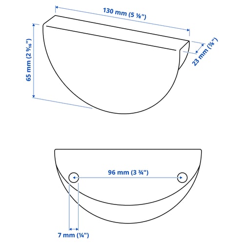 Illustration with measurements for the product: BEGRIPA.