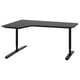 BEKANT Corner desk left, black stained ash veneer/black, 160x110 cm