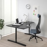 BEKANT Corner desk left, black stained ash veneer/black, 160x110 cm