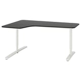 BEKANT Corner desk left, black stained ash veneer/white, 160x110 cm