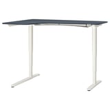 BEKANT Corner desk left sit/stand, linoleum blue/white, 160x110 cm