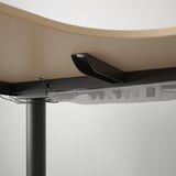 BEKANT Corner desk left sit/stand, white stained oak veneer/black, 160x110 cm