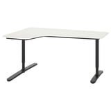 BEKANT Corner desk left, white/black, 160x110 cm