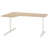 BEKANT Corner desk left, white stained oak veneer/white, 160x110 cm