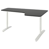 BEKANT Corner desk right, black stained ash veneer/white, 160x110 cm
