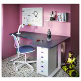 BEKANT Corner desk right sit/stand, linoleum blue/white, 160x110 cm