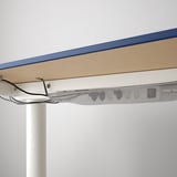 BEKANT Corner desk right sit/stand, linoleum blue/white, 160x110 cm