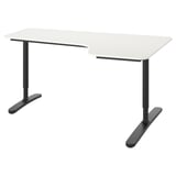 BEKANT Corner desk right, white/black, 160x110 cm