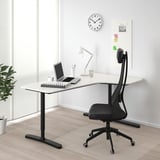 BEKANT Corner desk right, white/black, 160x110 cm