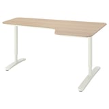 BEKANT Corner desk right, white stained oak veneer/white, 160x110 cm