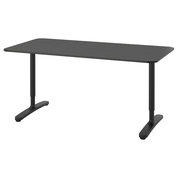 BEKANT Desk, black stained ash veneer/black, 160x80 cm