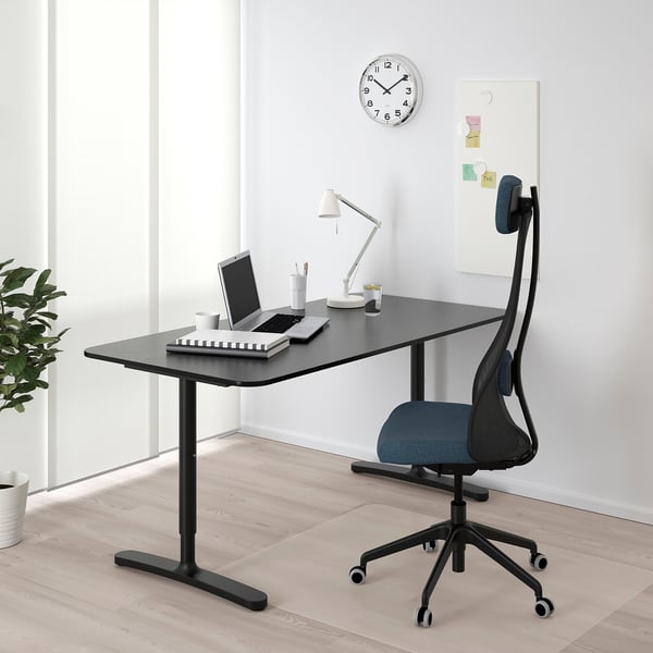 BEKANT Desk, black stained ash veneer/black, 160x80 cm