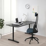 BEKANT Desk, black stained ash veneer/black, 160x80 cm
