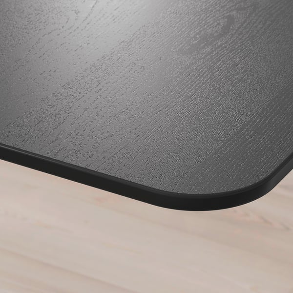 BEKANT Desk, black stained ash veneer/white, 160x80 cm