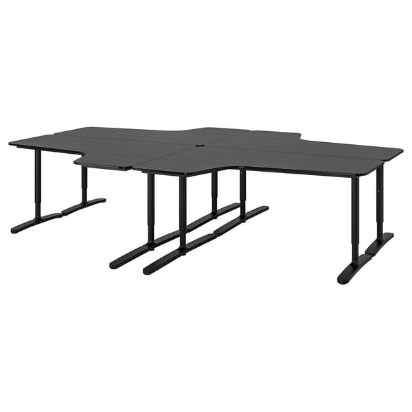 BEKANT Desk combination, black stained ash veneer/black, 320x220 cm