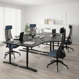 BEKANT Desk combination, black stained ash veneer/black, 320x220 cm