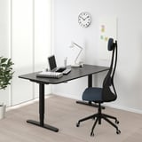 BEKANT Desk sit/stand, black stained ash veneer/black, 160x80 cm