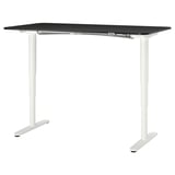BEKANT Desk sit/stand, black stained ash veneer/white, 160x80 cm