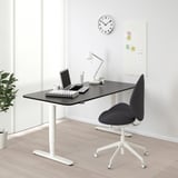 BEKANT Desk sit/stand, black stained ash veneer/white, 160x80 cm