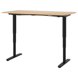 BEKANT Desk sit/stand, white stained oak veneer/black, 160x80 cm