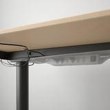 BEKANT Desk sit/stand, white stained oak veneer/black, 160x80 cm