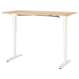 BEKANT Desk sit/stand, white stained oak veneer/white, 160x80 cm
