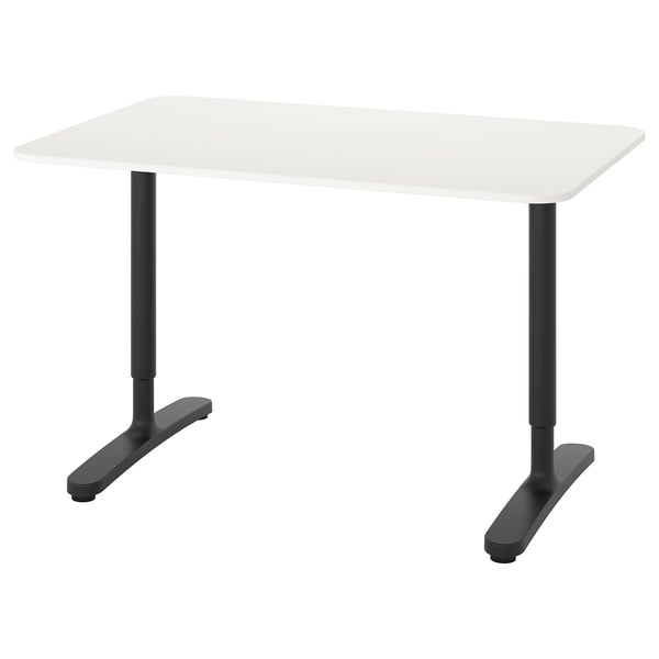BEKANT Desk, white/black, 120x80 cm